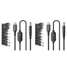 2X Cabo USB-C para Conversor de 140W para 5V, 9V, 12V, 15V, 20V e 28V com Tensão Ajustável para Laptop e Roteador.