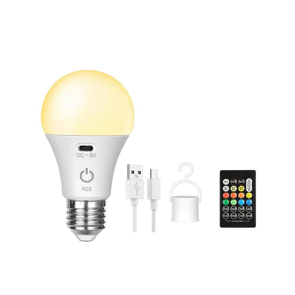 4X Rgb Usb Led Bulb - Rechargeable, Dimmable Bulb E27 With Timing Cordless Battery Operated Bulb Light 6033107857974