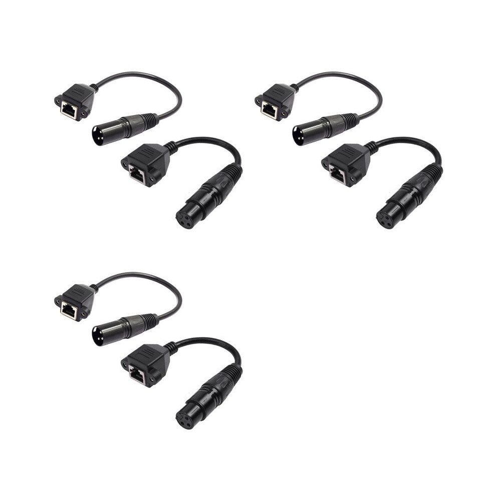 3 Pair Xlr 3Pin To Rj45 Female Adapter Rj45 To Xlr Dmx Connector Extension Cable For Dmx-Con Controller Series 6032653294240