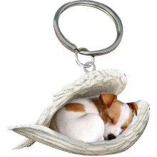 (Jack Russell Terrier)2pcs Angel Sleeping Dog Acrylic Keychains Pendants Home Decoration Ornaments Stationery Gifts Y