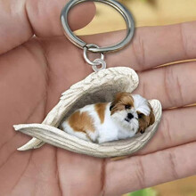 (irish wolfhound)2pcs Angel Sleeping Dog Acrylic Keychains Pendants Home Decoration Ornaments Stationery Gifts Y