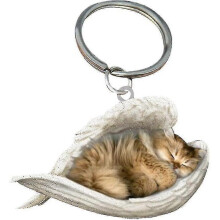 (british longhair cat)2pcs Angel Sleeping Dog Acrylic Keychains Pendants Home Decoration Ornaments Stationery Gifts Y