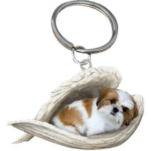(Shih Tzu)2pcs Angel Sleeping Dog Acrylic Keychains Pendants Home Decoration Ornaments Stationery Gifts Y