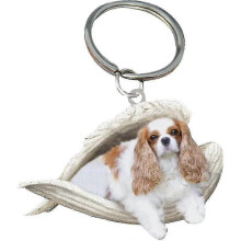 (cavalier king charles spaniel)2pcs Angel Sleeping Dog Acrylic Keychains Pendants Home Decoration Ornaments Stationery Gifts Y