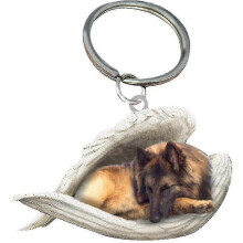 (Belgian Shepherd)2pcs Angel Sleeping Dog Acrylic Keychains Pendants Home Decoration Ornaments Stationery Gifts Y