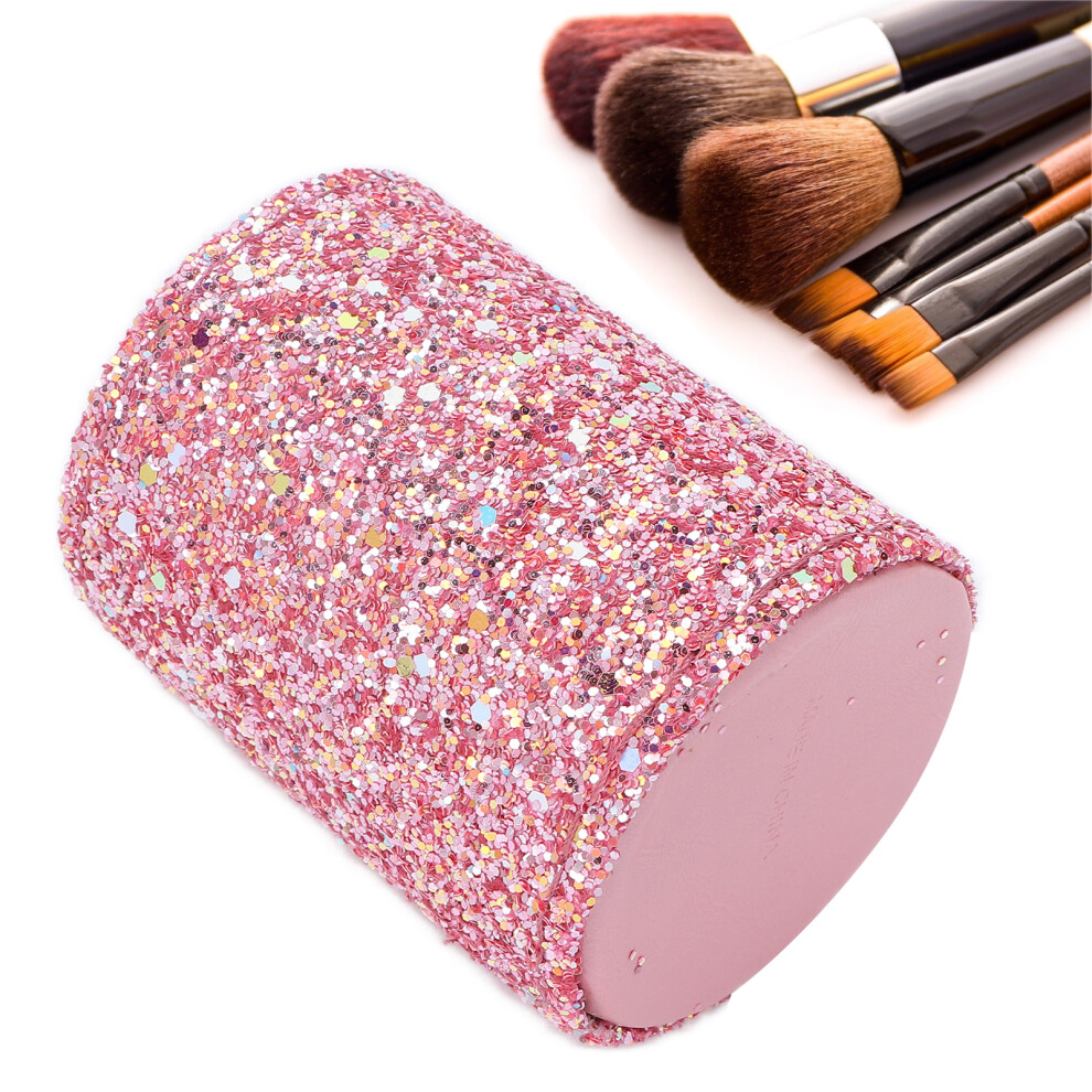 Pink Makeup Brush Storage Case Â Compact Portable Cosmetic Brush Organiser