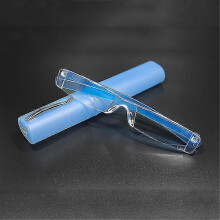 (-1.5, Blue 1) Comfy Ultra Light Rimless Reading Glasses Men Women Resin Clear Reading Glasses