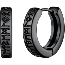 Norse Viking Runes Hoop Earrings for Men Women 12mm Huggie Hoops with Delicate Gift Packaging_fs