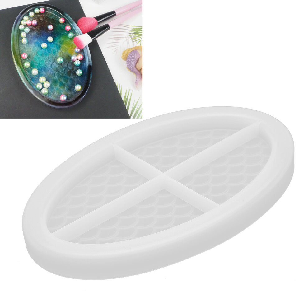 Resin Fish Scale Tray Mold, Flexible Silicone, 20.5x12.7cm
