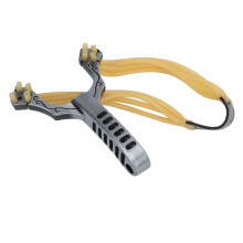Alloy Slingshot Handgleiter mit 4 Gummikordeln, Silber 260g