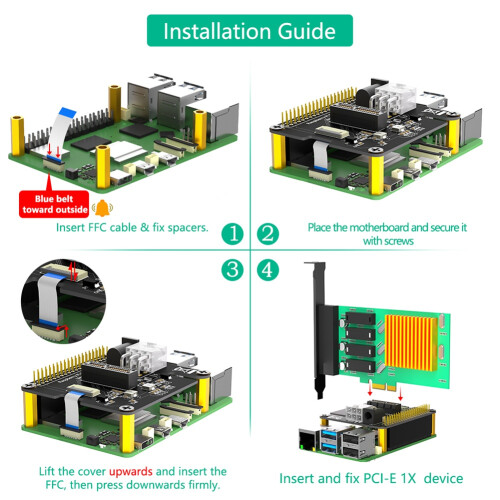 PCI-E Express PCI-E 1x Adapter Card with External 12V Power for Raspberry Pi 2