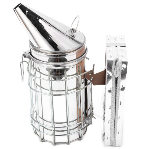 6Pcs/Set Beehive Smoker with Frame Clip Yellow Needle Scraper Water Feeder Bee Brush Uncapping Fork 2