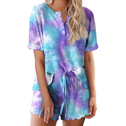 Σετ πιτζάμας για γυναίκες2Piece σετ πιτζάμας Tie-Dye Modal: Ελαφριά & φαρδιά εφαρμογή για