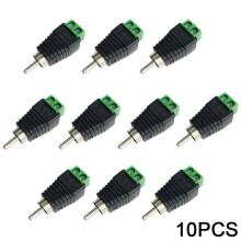 10pcs of Speaker Wire Cable to Audio RCA Male Connector Adapter Jack Plug H3I7