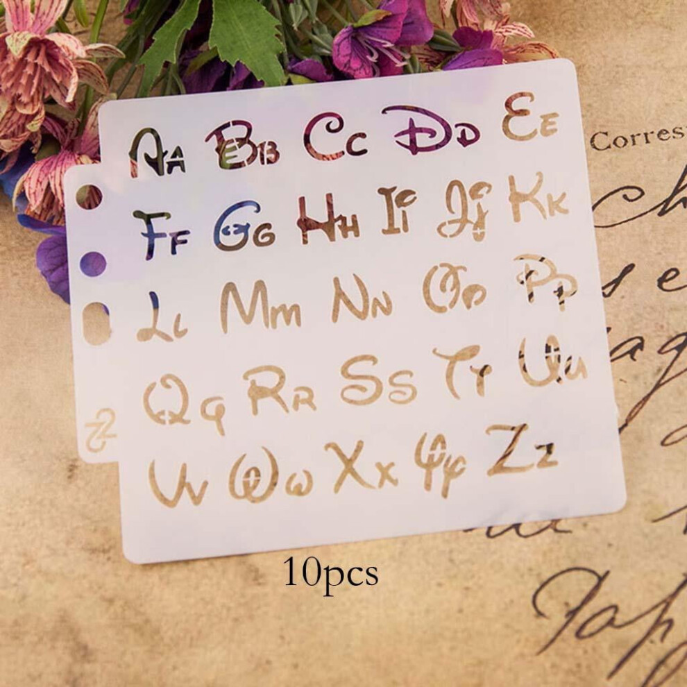 10Pcs Reusable Alphabet Stencils Letter Painting Template Set For Drawing, Floor,Farmhouse Diy Graffiti Projects 9028731119007