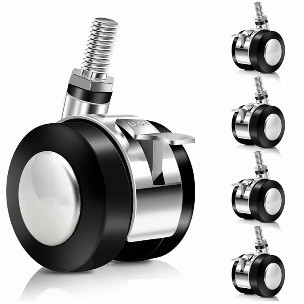 5 Pcs Office Chair Wheels Replacement Dual 1.5 Inch Soft Chair Casters For Hardwood Floors & Carpet 9448483351508