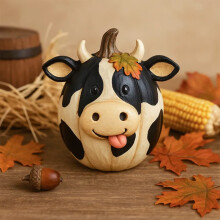 Zucca ornamentale in resina con animali da fattoria in stile vintage