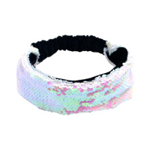 Xinwanna Women Headband Reversible Shiny Sequins Headband Elastic Hair Fixing Decoration Decorative Hair Accessories (White)
