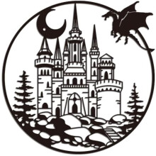 Metal Castle Dragon Wall Art Decor, 30x30cm, Compatible with Modern Home & Front Porch Decoration