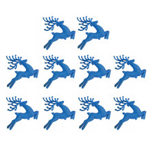 Xinwanna 10Pcs Plastic Reindeer Hanging Ornaments Christmas Tree Glitter Elk Decorations Holiday Party Xmas Gifts (Blue)