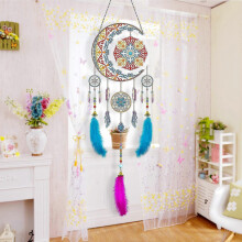 17.5cm Peinture Diamant DIY Complet,Carillons vent avec peinture au diamant, attrape-rves DIY fait la main DIY Diamond Strass Toile Point de Cro