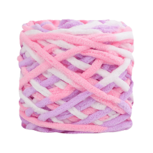 Plush Chenille Chunky Yarn 100g – Soft Crochet Yarn for Scarves, Gloves; Ideal Christmas Gift (Pink/White/Purple)