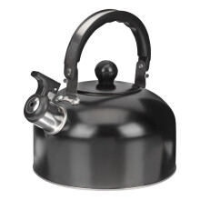 Stainless Steel Whistling Tea Kettle with Wooden Handle - 3L Black