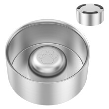 2-Pack Stainless Steel Slow Feeder Dog Bowls, 60oz, Nonslip, Compatible with Fast Eaters