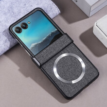 Motorola Razr2024Case – Stof + PC, MagSafe-kompatibel, stødsikker, tynd og let med hængselbeskyttelse, grå