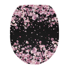 Pink Cherry Blossom Toilet Seat Cover with Elastic Band – Absorbent, Soft, Elongated, Compatible with Standard Toilets