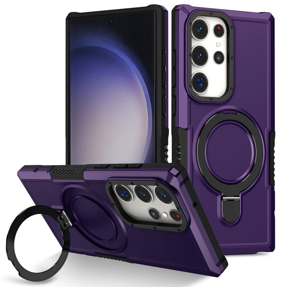 Military Grade Drop Protection Case For Compatible With Samsung Galaxy A23 5G Â Deep Built-In Stand & Ring Holder Purple 9028731711096