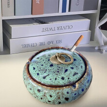 Sunaei Ceramic Ashtray with Lid, Luxury Custom Design for Home/Party – Compatible with Office Craft Stationery
