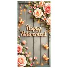 Decorative Design Happy Retirement Banner Floral Theme Polyester Material for Retirement Party Garden Celebration Home Decoration