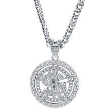 Catena placcata oro/argento per collana con ciondolo a forma di dollaro, stile hip hop old school, collana con dollaro girevole anni '80/'90, costume
