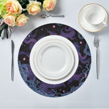 15,4 Zoll (ca. 39 cm) runde Platzsets, 6er-Set, aus Polyestergewebe, rutschfest, für Ess- und Küchentische, ideal für Partys und Dekorationen,
