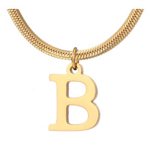 Personalized Gold Monogram Necklace Titanium Steel Initial Pendant Choker for Women