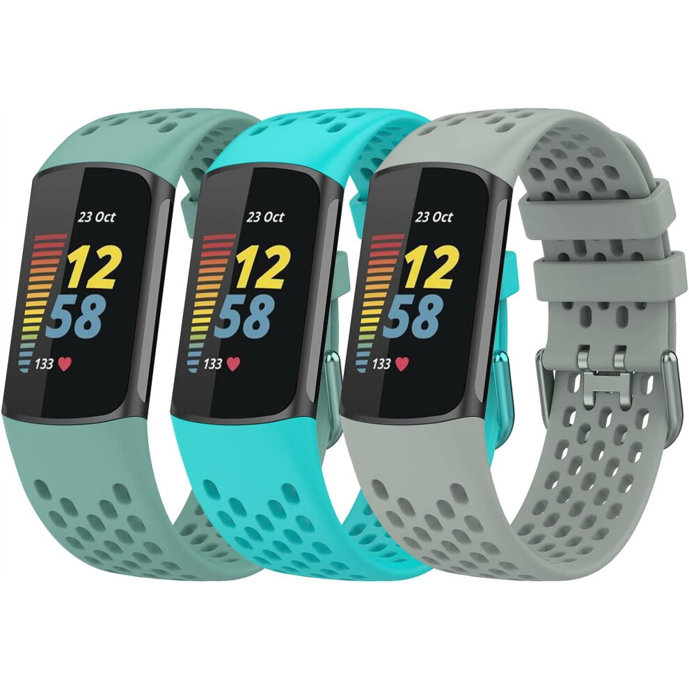 3Pcs Silicone Breathable Replacement Watchbands Compatible With Fitbit Charge 6/Charge 5 Smartwatch 9028731662381