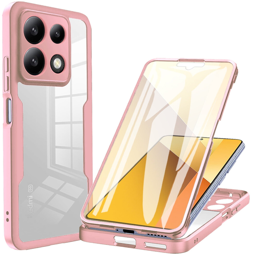 Ccsamll Clear Case With Screen Protector For Xiaomi Redmi Note 13 5G Â Soft Tpu Rugged Bumper, Shockproof Slim Cover (Qc ) Pink 9028731662534
