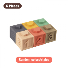 Blocchi di gomma per bambini piccoli, 6 pezzi, blocchi impilabili in silicone con numeri, animali e forme per bambini e bambine, giocattoli