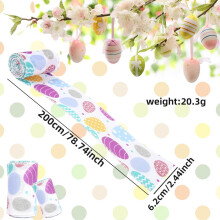 2m/2yards Easter Ribbon With Iron Wire Edge For DIY Bow Gift Box Packaging Colorful Ribbon With Cartoon Rabbit And Easter Egg Print Easter Decoration