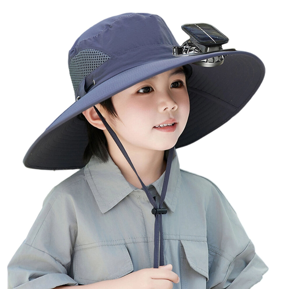 Yamb Kids Wide Brim Solar Fan Hat, Upf 50+, 3-Speed Usb & Solar Powered, Compatible With Kids 9028731712635