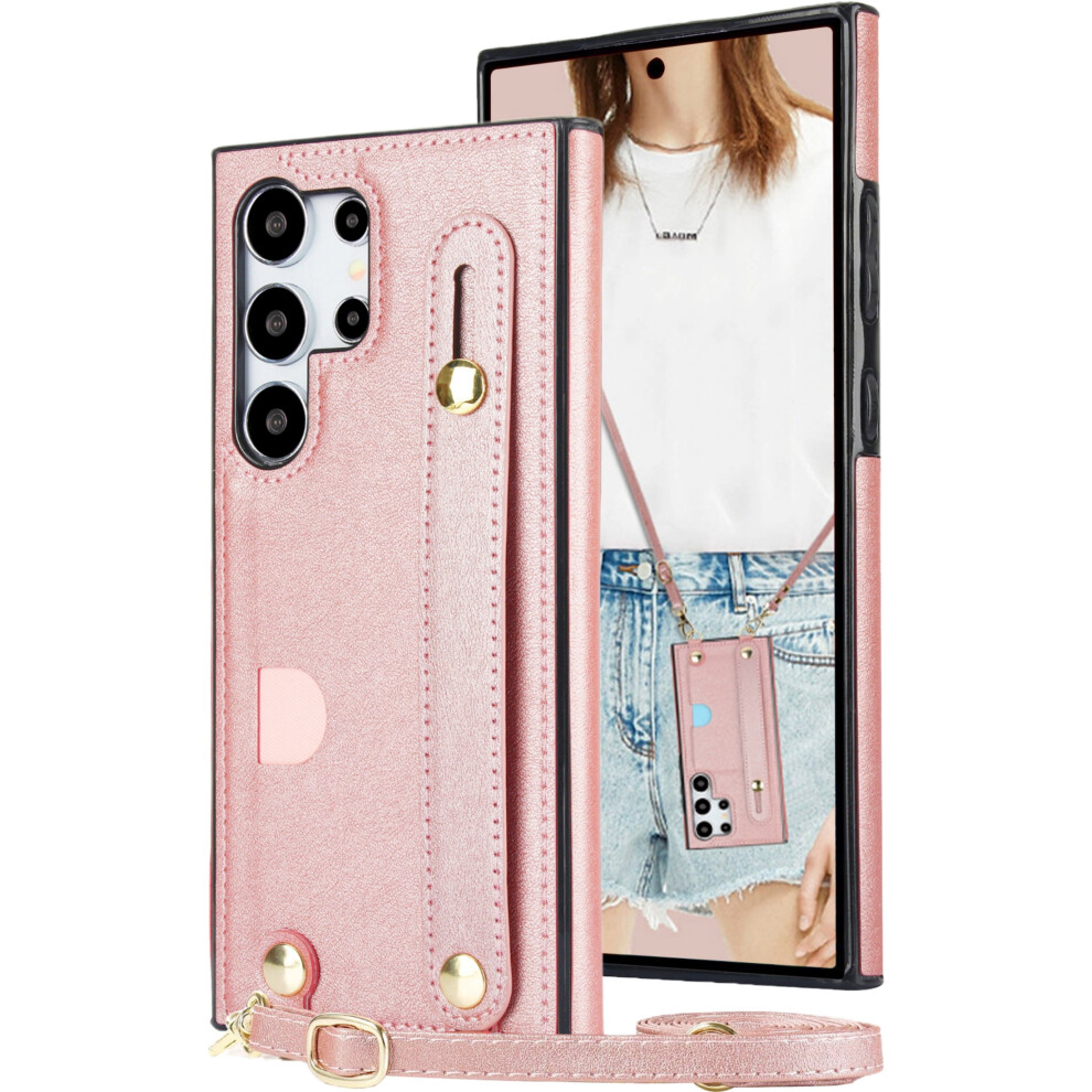 Ccsmall Crossbody Case For Samsung Galaxy S25 Ultra Â Card Slot, Adjustable Strap, Wristband & Kickstand Â Kb Rose 9028731662411