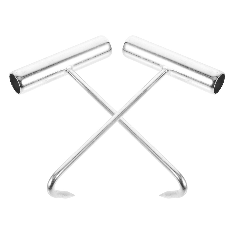 2 Pcs Butcher Shop Kits Hay Hook Hand Hook 18X10x2.20cm Silver 9028731763576