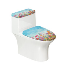 Colorful Wildflowers Polyester Toilet Dust Cover Set for Hotel Thanksgiving Toilet Cover Set with Stretch 2 Pack, Easter