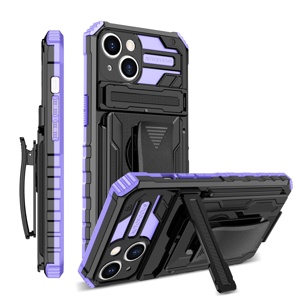 Iphone 13 Case With Belt Clip, Military-Grade Drop Protection, 360 Rotating Kickstand, Shockproof Tpu Shell Â Purple 9028731715414
