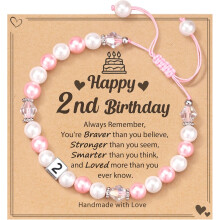Birthday Gift for Girls Aged 1-8: Adjustable Pink and White Pearl Bracelet Perfect for Daughters, Nieces, or Granddaughters