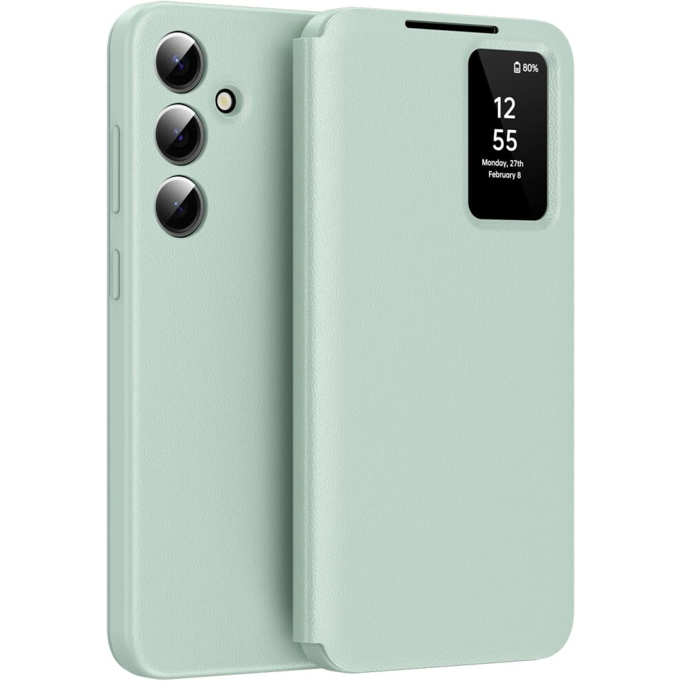 Smart Clear View Case for Samsung Galaxy S25 Ultra – Slim Leather Wallet Case with Card Holder, Compatible with S25 Ultra 5G