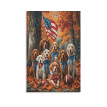 Fall Dog Football Team Canvas Wall Art – 24x36in, Unframed, Thanksgiving & Autumn Decor
