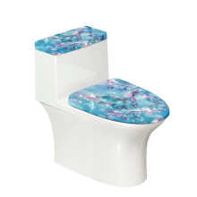 Colorful Butterflies Toilet Lid Covers & Bathroom Toilet Cover Set with Universal Polyester Fabric for Dustproof, Washable