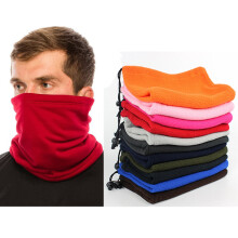 Eșarfă tubulară caldă îngroșată cu cordon de culoare solidă, unisex, toamnă și iarnă, în aer liber, din fleece polar, pentru ciclism,